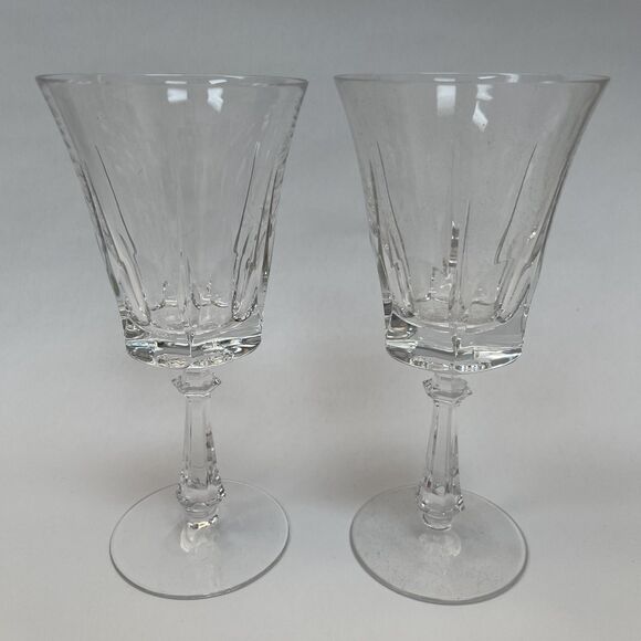 Gorham Crystal French Cathedral Clear Wine Glass Glasses Highball high Lot of 2 - Picture 1 of 6